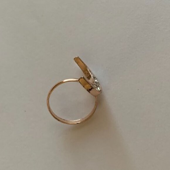 Gold Rhinestone Crescent Moon Ring - Picture 2 of 4